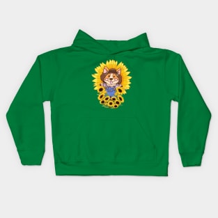 Corgi Scarecrow in the Sunflower Field Kids Hoodie